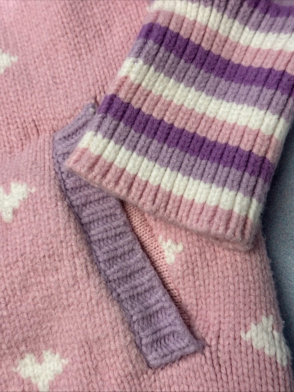 LoveShackFancy Pink and Lavender Fair Isle Cardigan - Picture 4 of 11